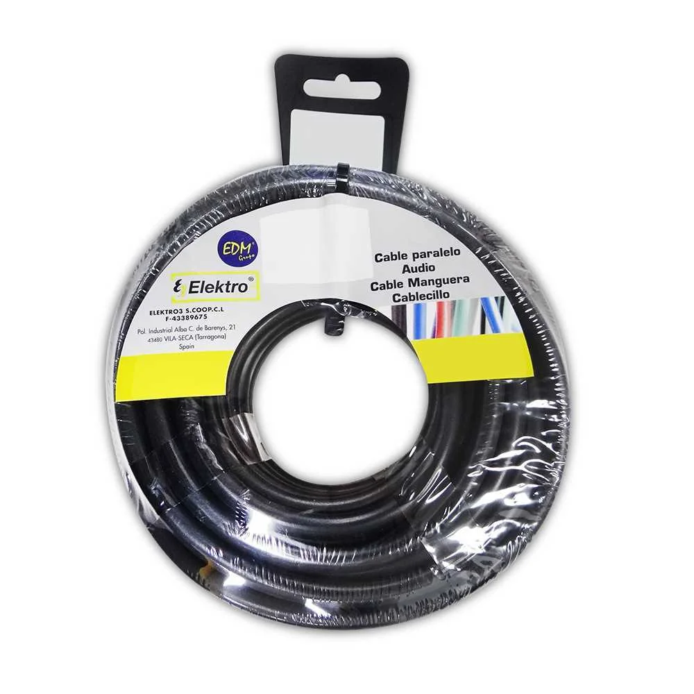 Rolo de Cabo Plano 2x1,5mm Preto 10m (&Aacute;udio)