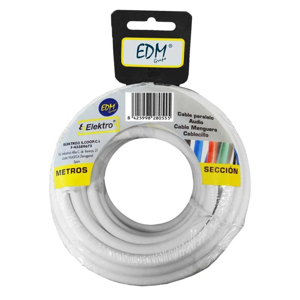Rolo de Cabo Plano 2x1,5mm Branco 10m (&Aacute;udio)