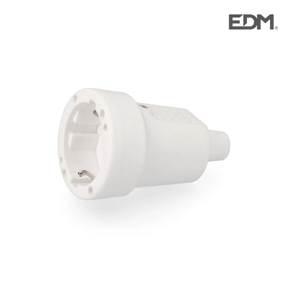 Ficha F&ecirc;mea de Borracha 10/16a 250v T/Tl Ip44 4,8mm Branca (Retractilada) Edm