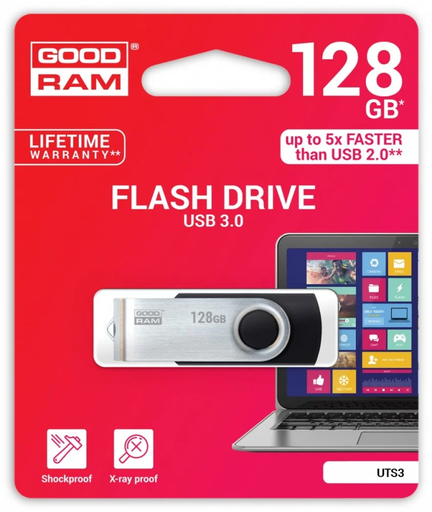 Goodram Uts3 Usb Flash Drive 128 Gb 3.2 Gen 1 (3.1 Gen 1) Black