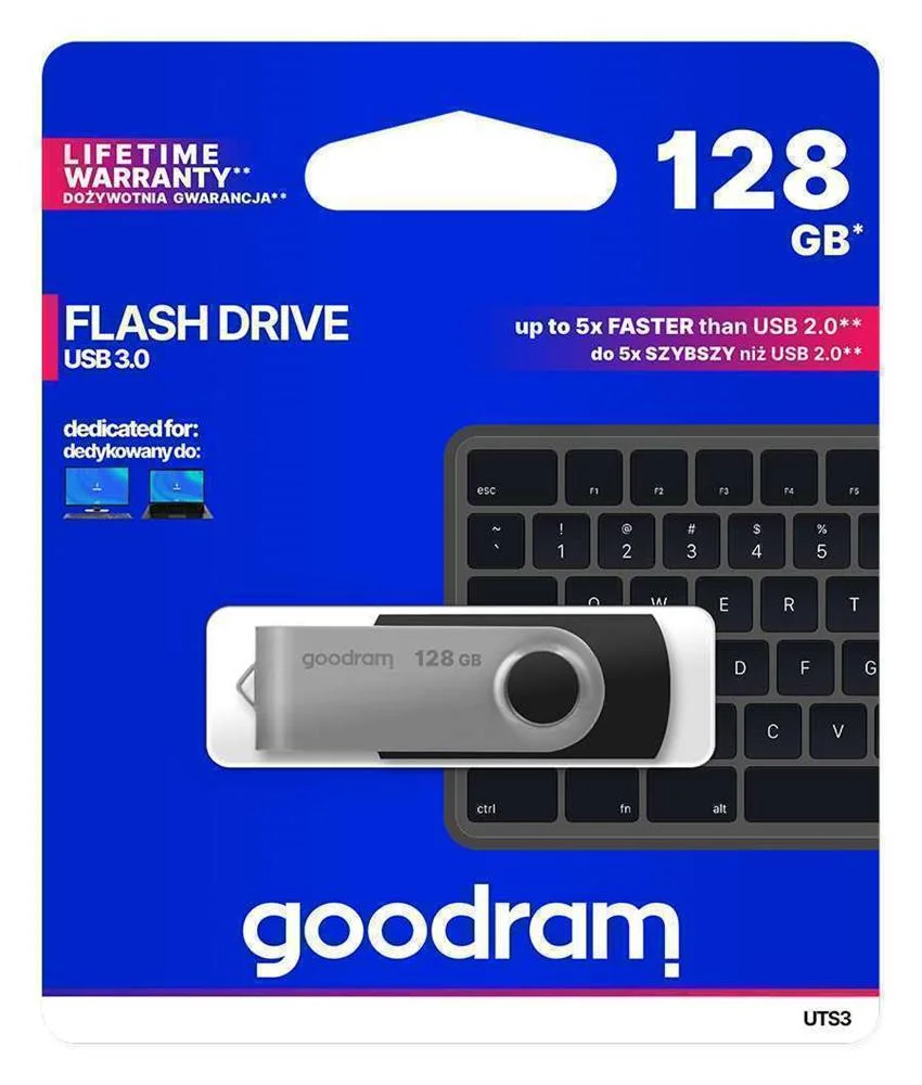 Goodram Uts3 Usb Flash Drive 128 Gb 3.2 Gen 1 (3.1 Gen 1) Black