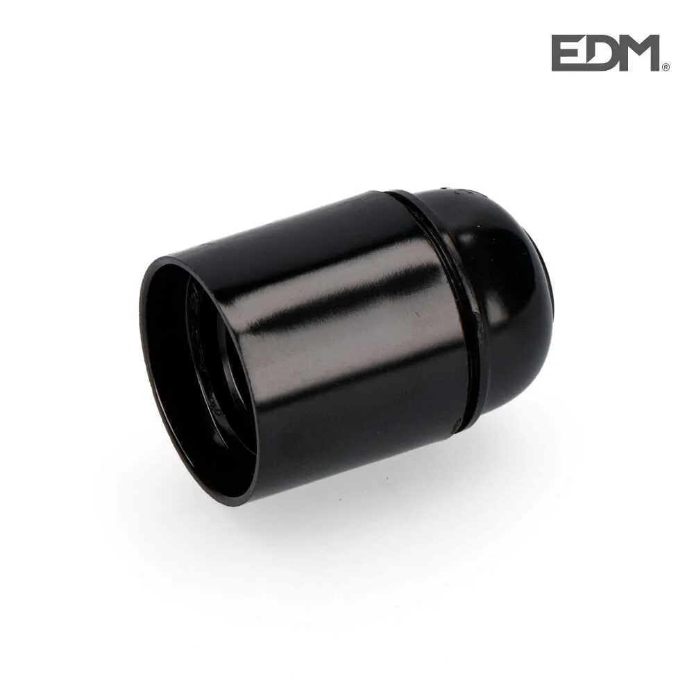Casquilho Bk Refor&ccedil;ado E27 Preto Retractilado (22285) Edm