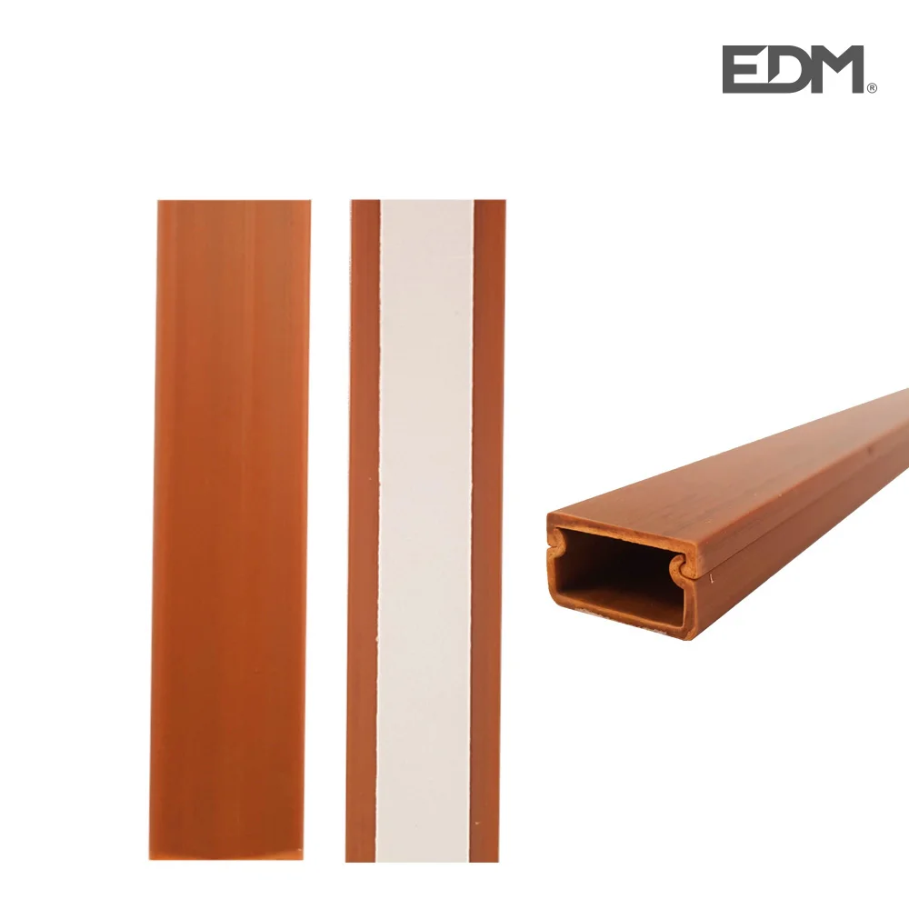 Mini Calha Adesiva Edm 2mts 19x11mm Madeira Escur.