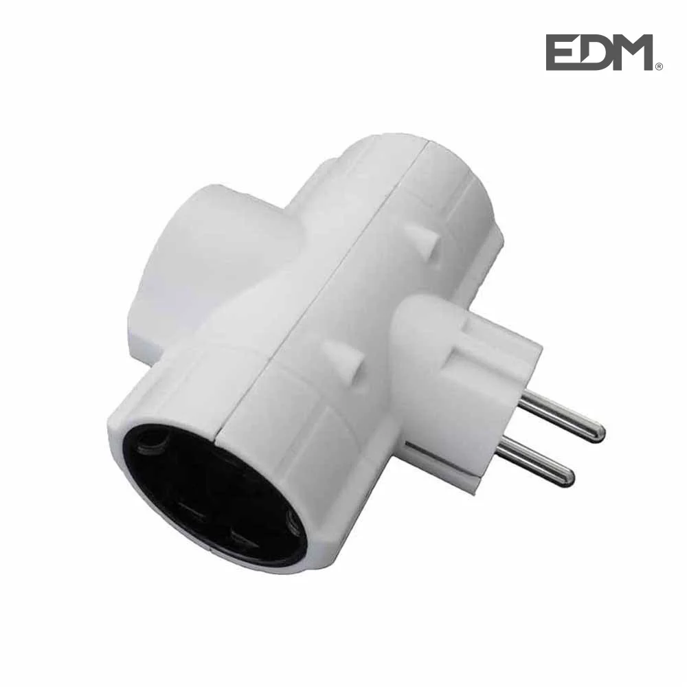 Ficha Tripla Econ&oacute;mica T/Tl 16a 250v 4,8mm (Retractilada) Edm (Old-153)