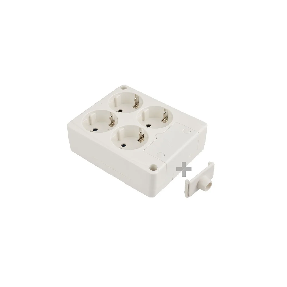 Bloco Bipolar 4 Tomadas T/Tl 10/16a 250v Quadrado Cor Branco Solera 8104