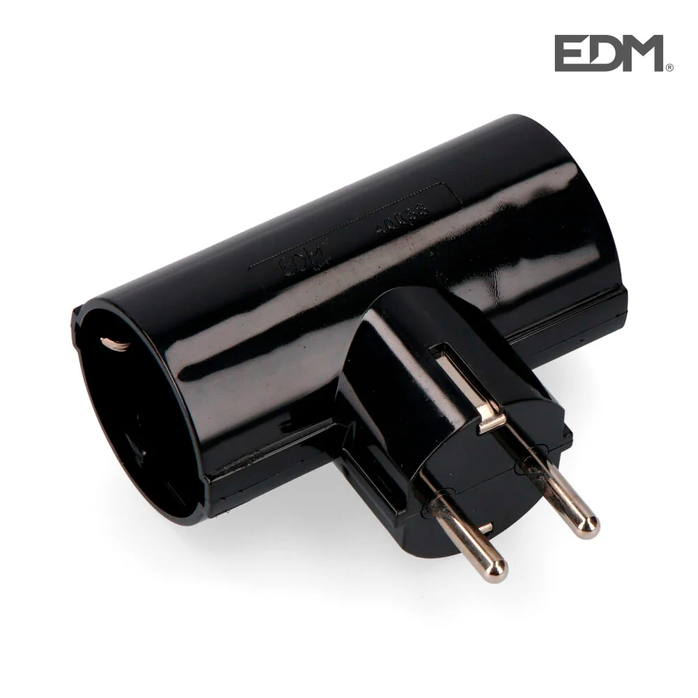 Ficha Dupla Preta com Baquelite T/Tl 16a 250v (Retractilada) Edm