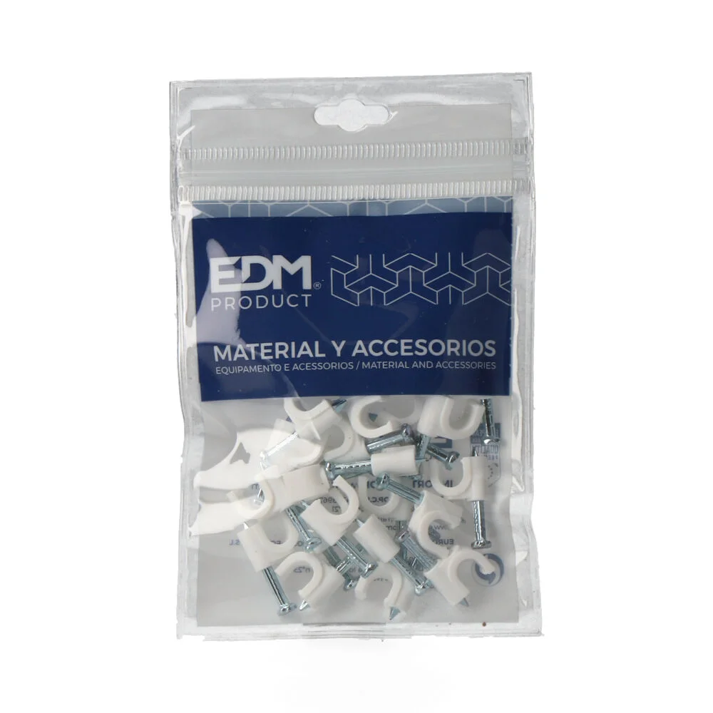 Abra&ccedil;adeira Redonda Branca com Prego 2x1mm N&deg;6 (Blister 20 Unid.) Edm