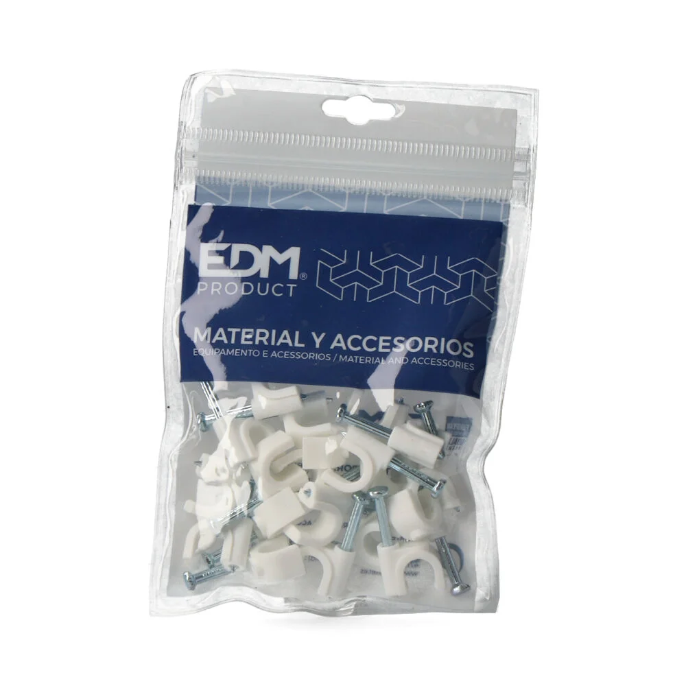 Abra&ccedil;adeira Redonda Branca com Prego 2x1,5mm N&deg;7 (Blister 20 Unid.) Edm
