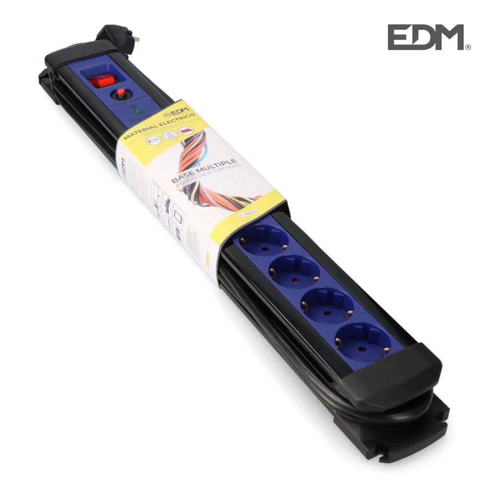 Bloco 8 Tomadas com Protetor + Interruptor 3m Edm