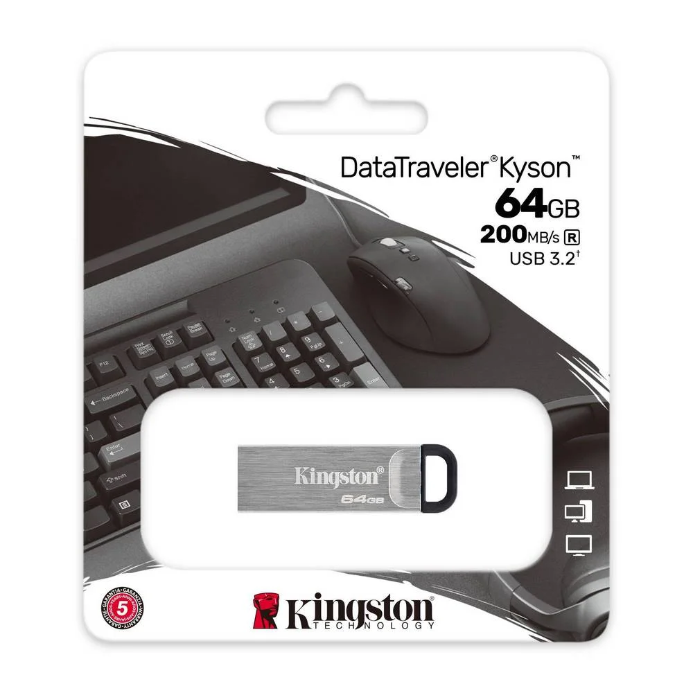 Pen Drive Kingston Datatraveler Kyson 64gb Usb 3.2 Preto