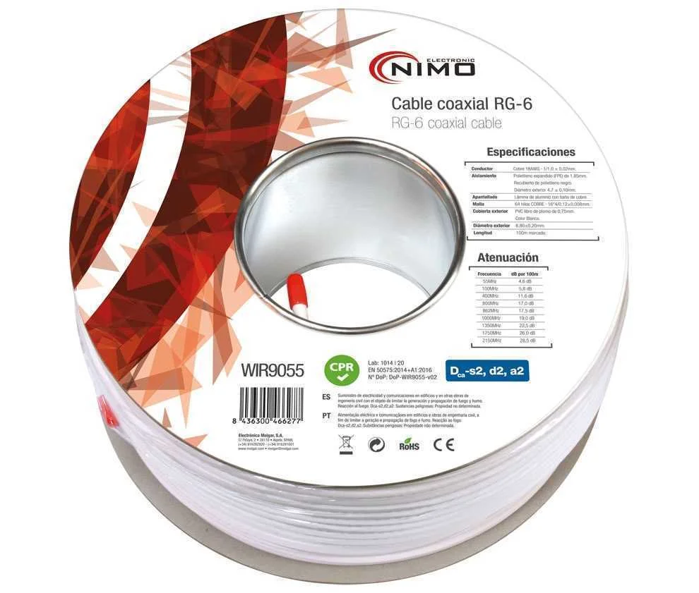 Cabo Coaxial De Antena Branco 100m