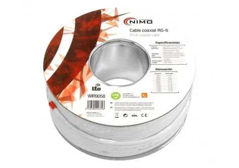 Rollo de Cable Coaxial de Antena Blanco 100m