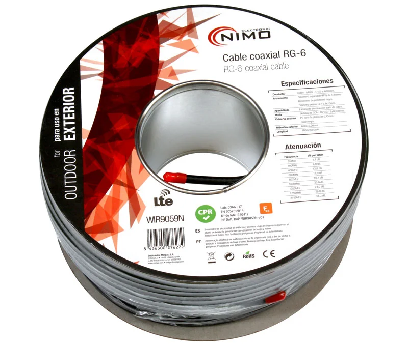 Rollo de Cable Coaxial de Antena para Exterior Ne.