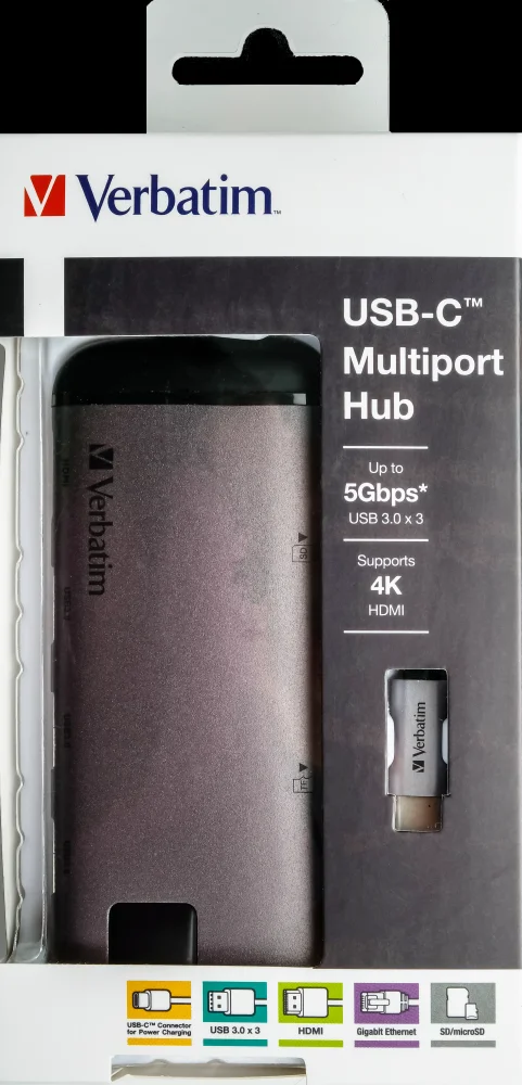 Usb-C Verbatim Adapter Usb 3.1 Gen 1/ Usb 3.0 X 3 Hdmi Rj45