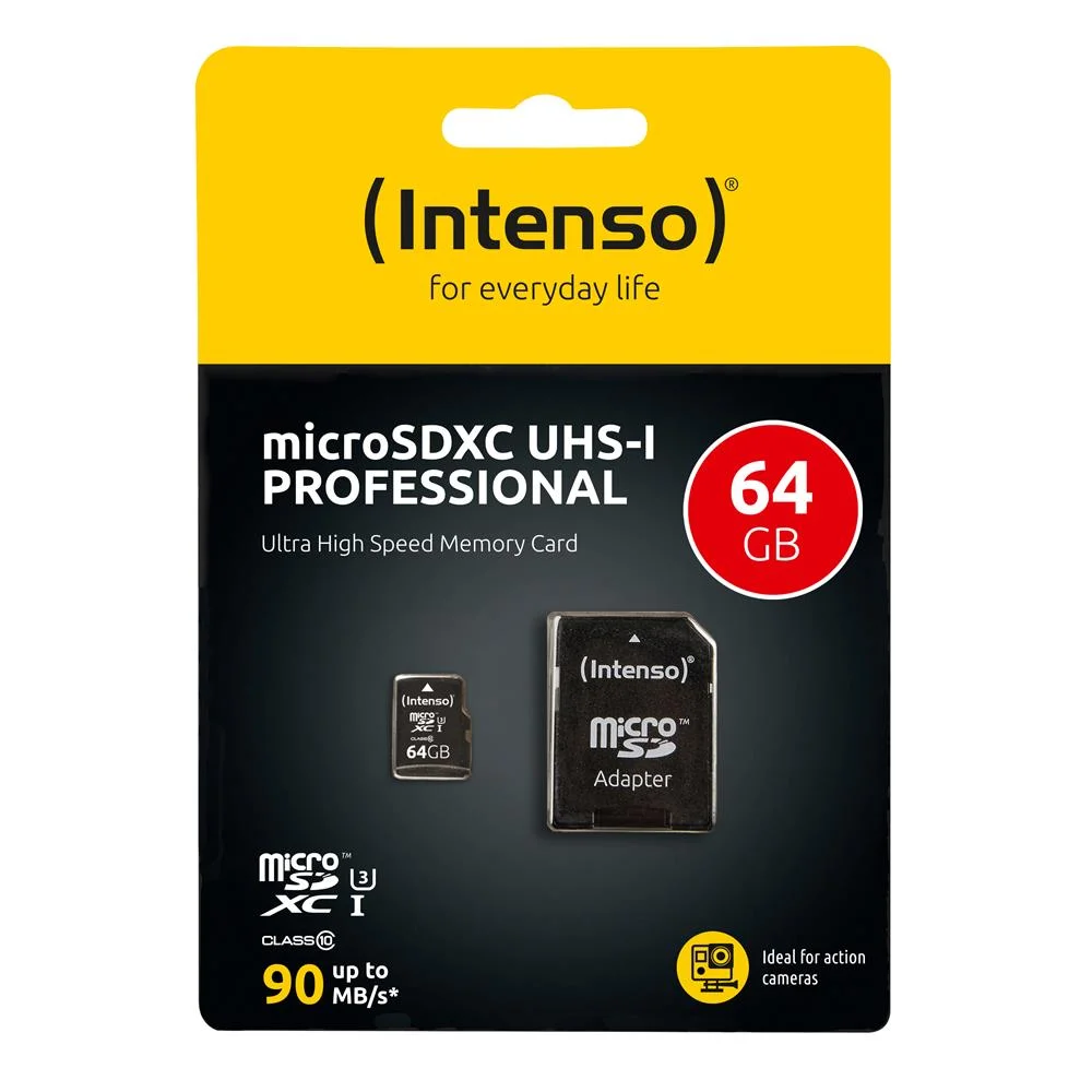 Cart&atilde;o Micro SD INTENSO 3433490 64GB