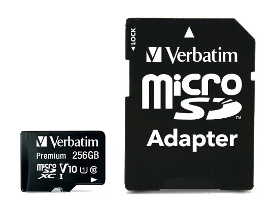 Sd Microsd Card 256gb Verbatim Sdxc Premium Class10 + Adapte Retail