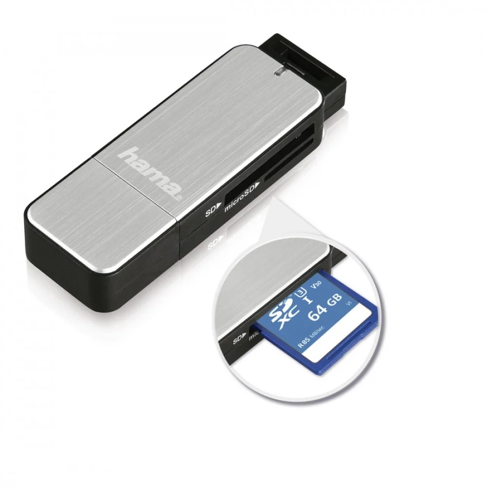 Hama Usb 3.0 Multi Card Reader Sd / Microsd Alu Bl