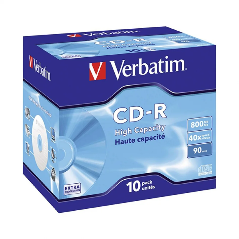 Cd-R Verbatim High Capacity 10 Unidades 40x 800 Mb 