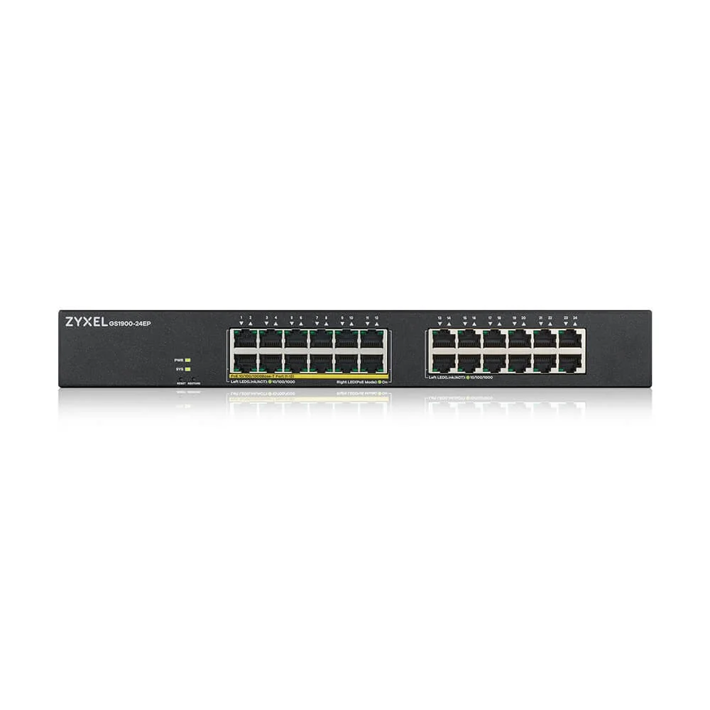 Zyxel Switch 24x Ge Gs1900-24ep 12x Poe+ Ports.130w  Managed