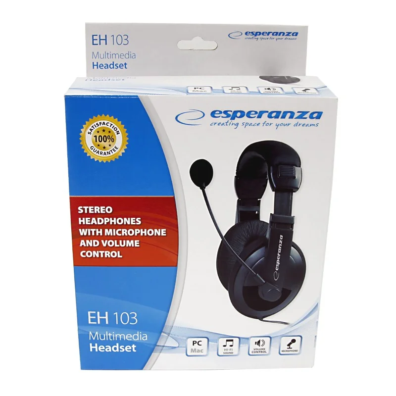 Auscultadores Headset Eh103 Preto - Esperanza