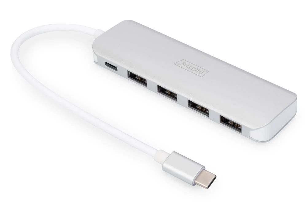 Digitus Usb-C-Hub  4-Port 3.0->4xa3.0 1xc  Intgr.Kabel  Wei&szlig;