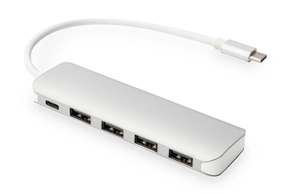 Digitus Usb-C-Hub  4-Port 3.0->4xa3.0 1xc  Intgr.Kabel  Wei&szlig;
