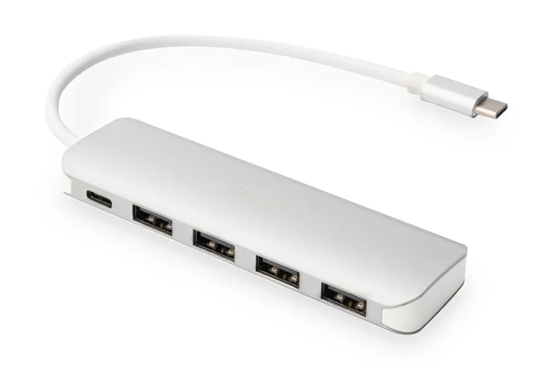 Digitus Usb-C-Hub  4-Port 3.0->4xa3.0 1xc  Intgr.Kabel  Wei&szlig;
