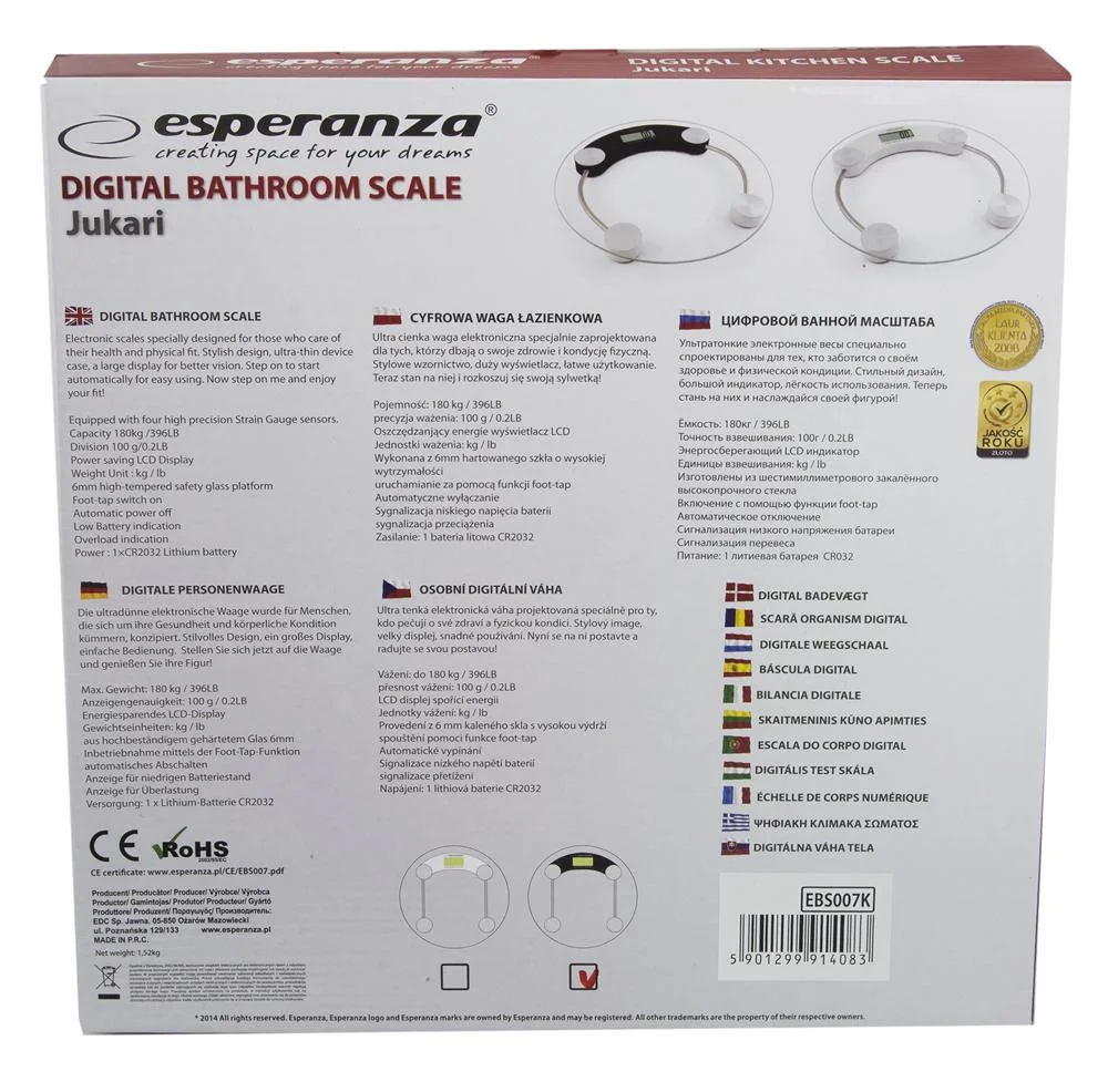 Balanza Digital Blanca Esperanza Jukari Ebs007w