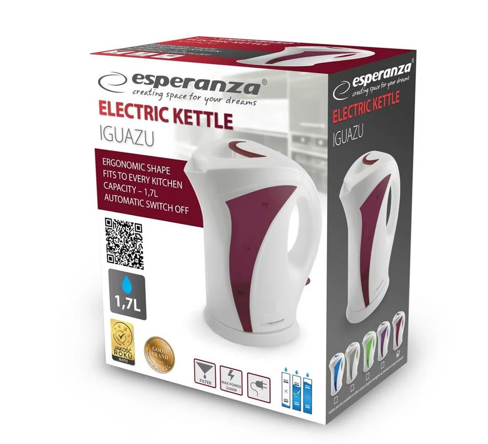 Hervidor El&eacute;ctrico Esperanza Iguazu 1.7 L Burdeos