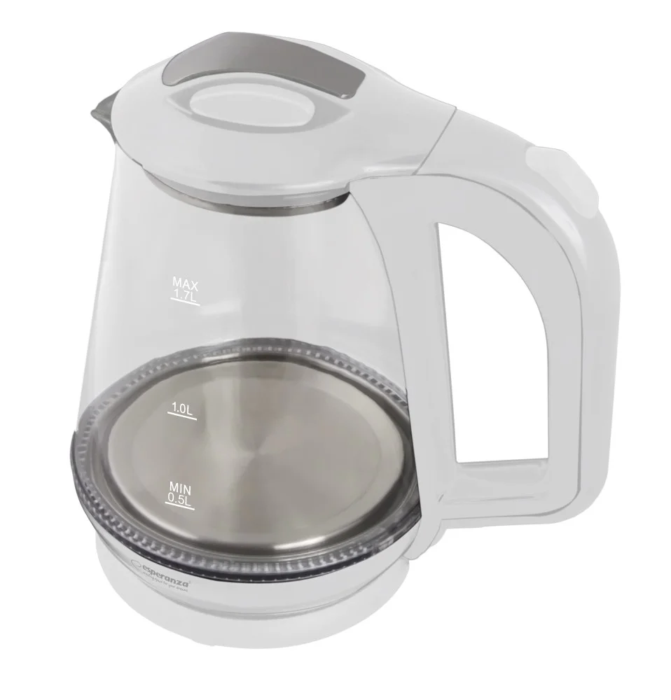 Esperanza Electric Kettle Glass With LED Light Missouri 1.7 L White