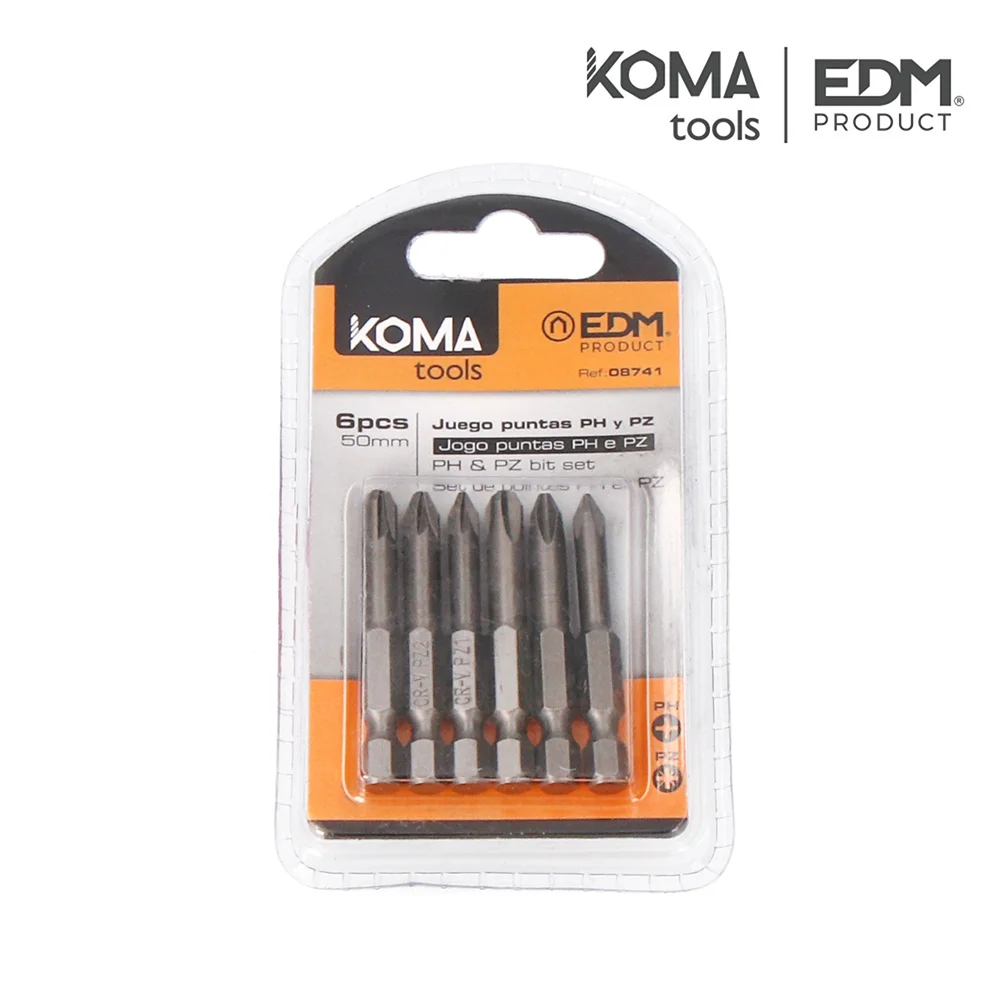 Jogo de 6 Ponteirasph 1-2-3 Pz 1-2-3 X 50mm Koma Tools