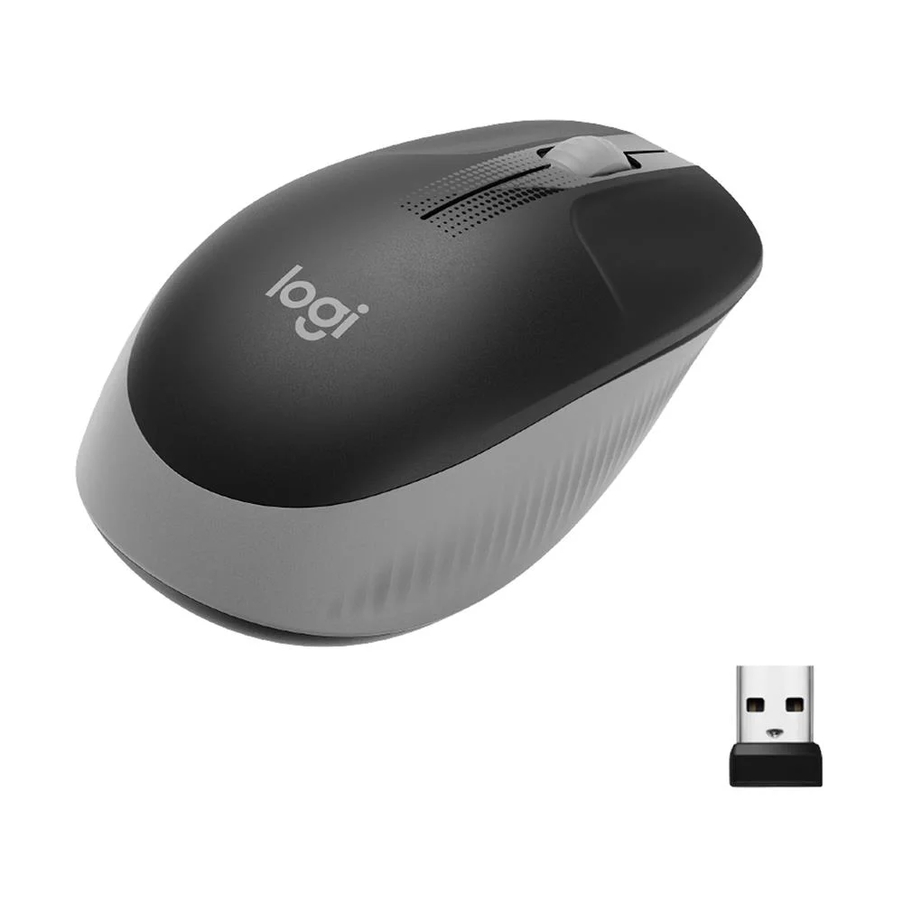 Raton Logitech M190 Wireless Negro Gris 3 Botones.