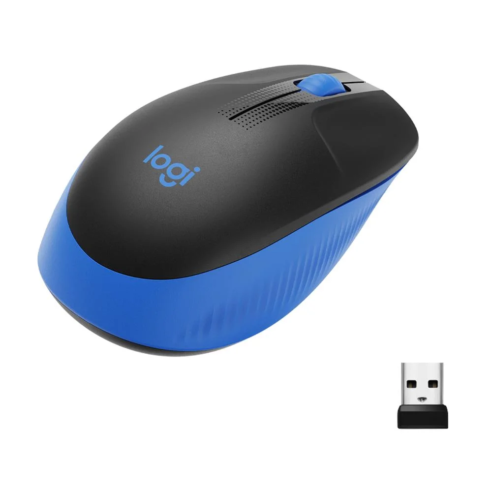 Raton Logitech M190 Wireless Negro Azul 3 Botones.
