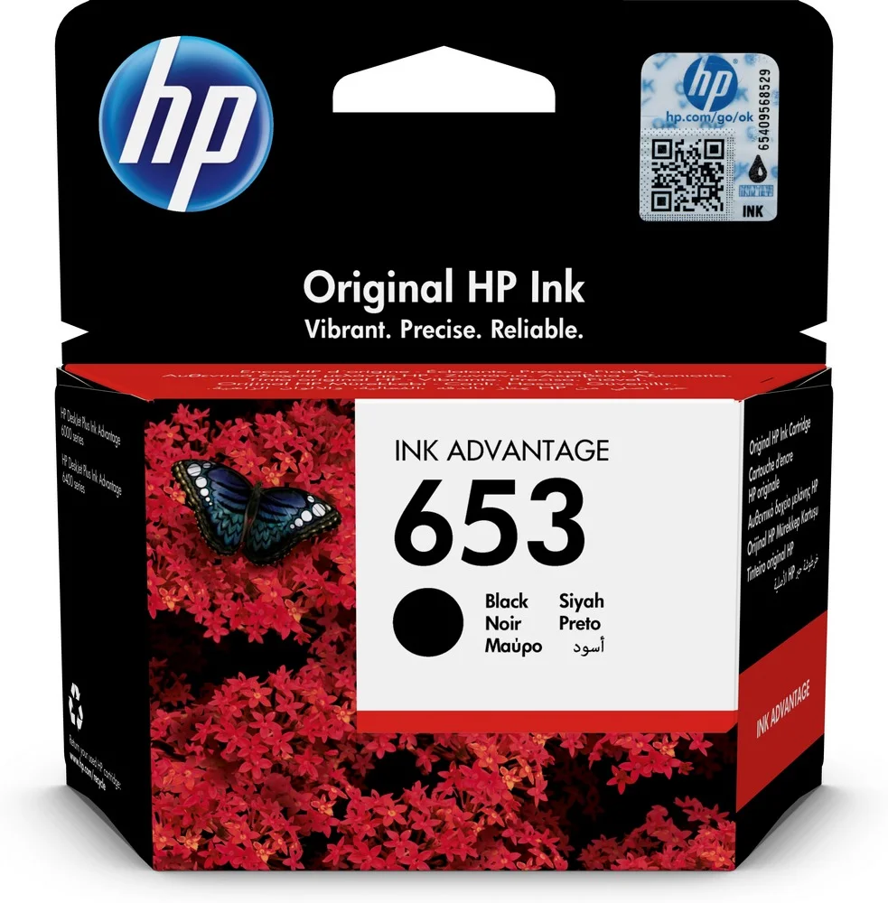 Hp 653, Original, Tinta a Base de Pigmentos, Negr.