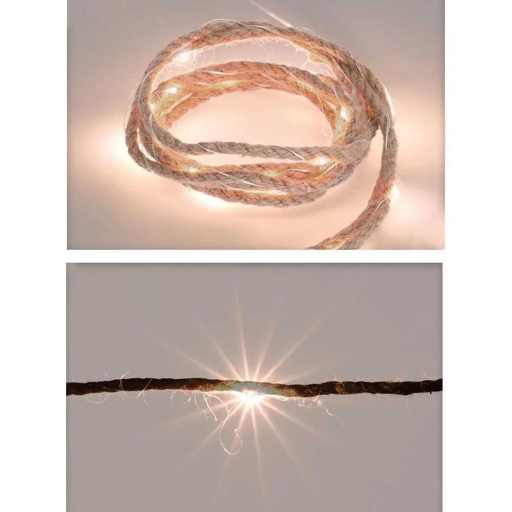 Corda de Jute 1m 10 Leds Luz Quente