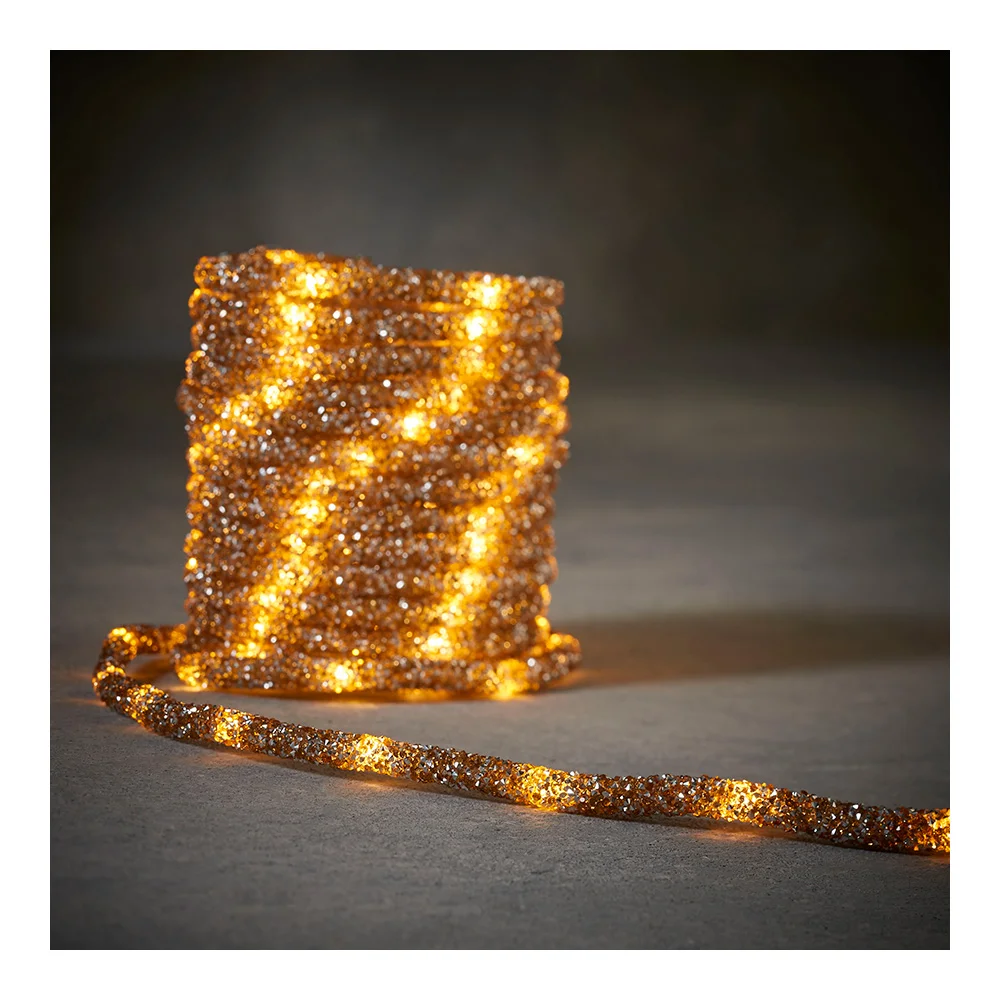 Corda de Juta com 100 Leds. 8 Fun&ccedil;&otilde;es Ip44 5m