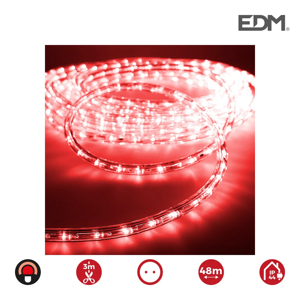 Tubo Flexiled Vermelho 36 Leds/M 2 Vias Multifun&ccedil;&otilde;es Ip44 Edm. 48m Pre&ccedil;o Por Metro