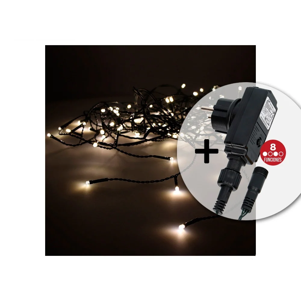 Cortina Icicle com Programador Easy-Connect Branco Quente 12 Faixas 40 Leds Ip44 2x0,5m Edm