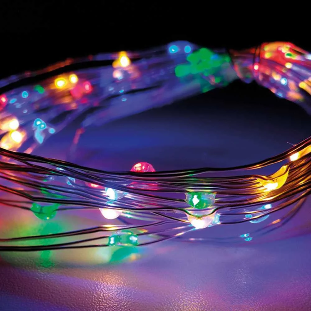Grinalda Multicor 40 Leds Cabo Arame Prateado 2m