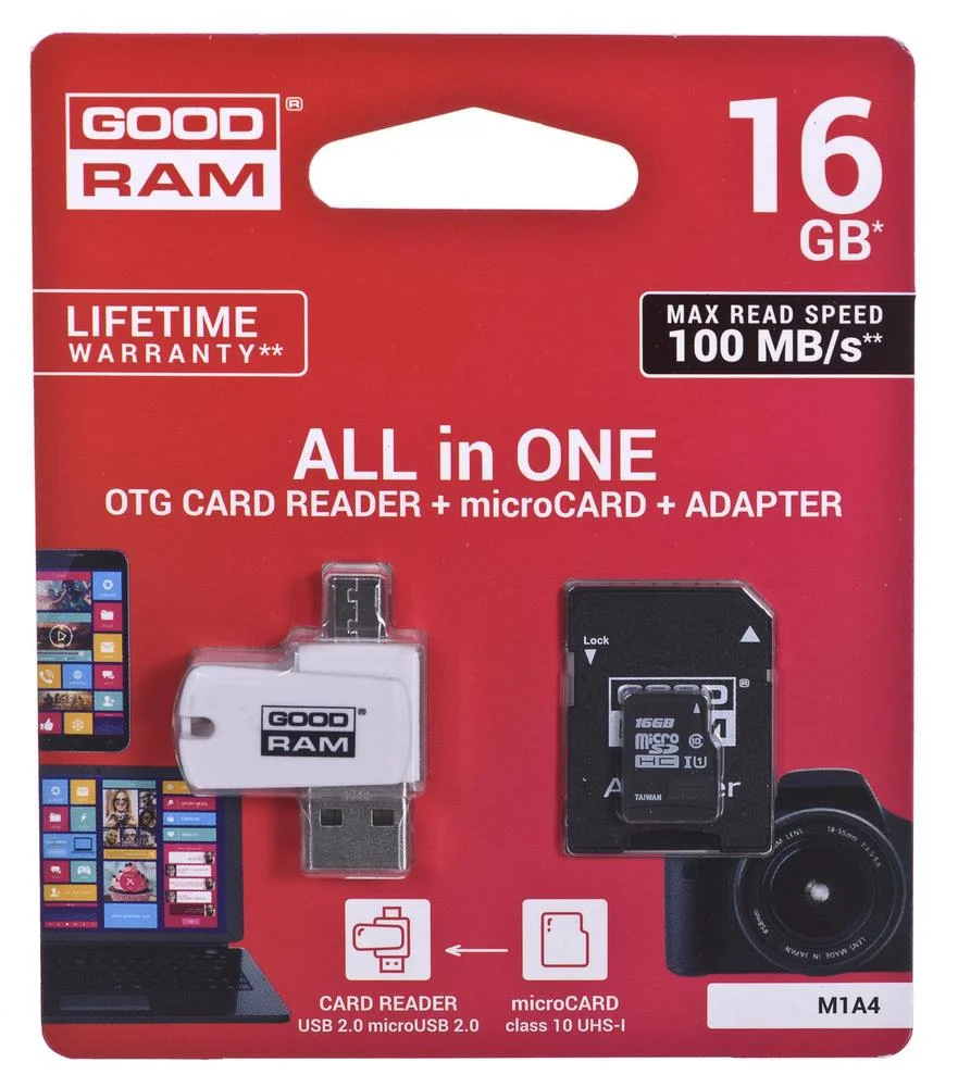 Cart&atilde;o Mem&oacute;ria Microsd 16gb "4-Em-1" - Goodram