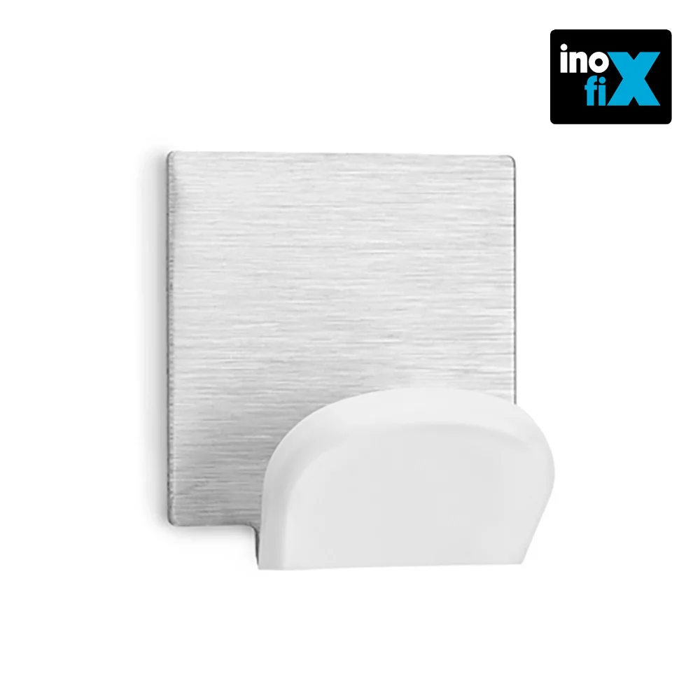 Cabide Adesivo Branco com Base de Inoxidavel (Blister 2 Unid.) Inofix