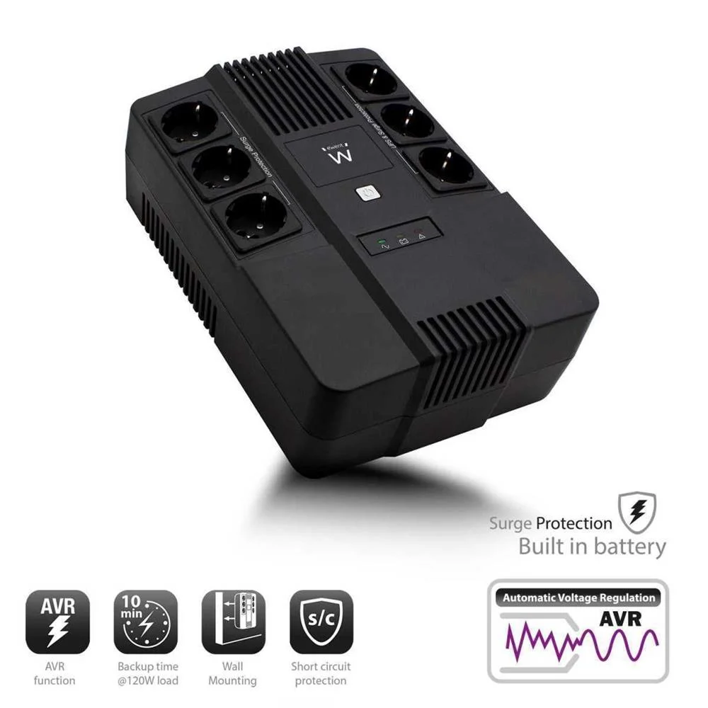 Ewent Ups 600va Line Interactive Avr 6 X Cee7/3 P.