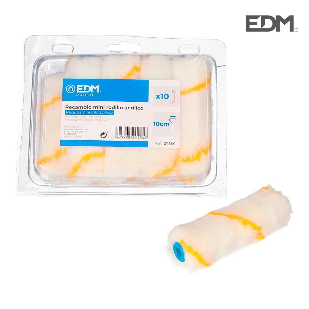 Substitui&ccedil;&atilde;o Mini Rolo Acr&iacute;lico 110mm 10pzs Edm