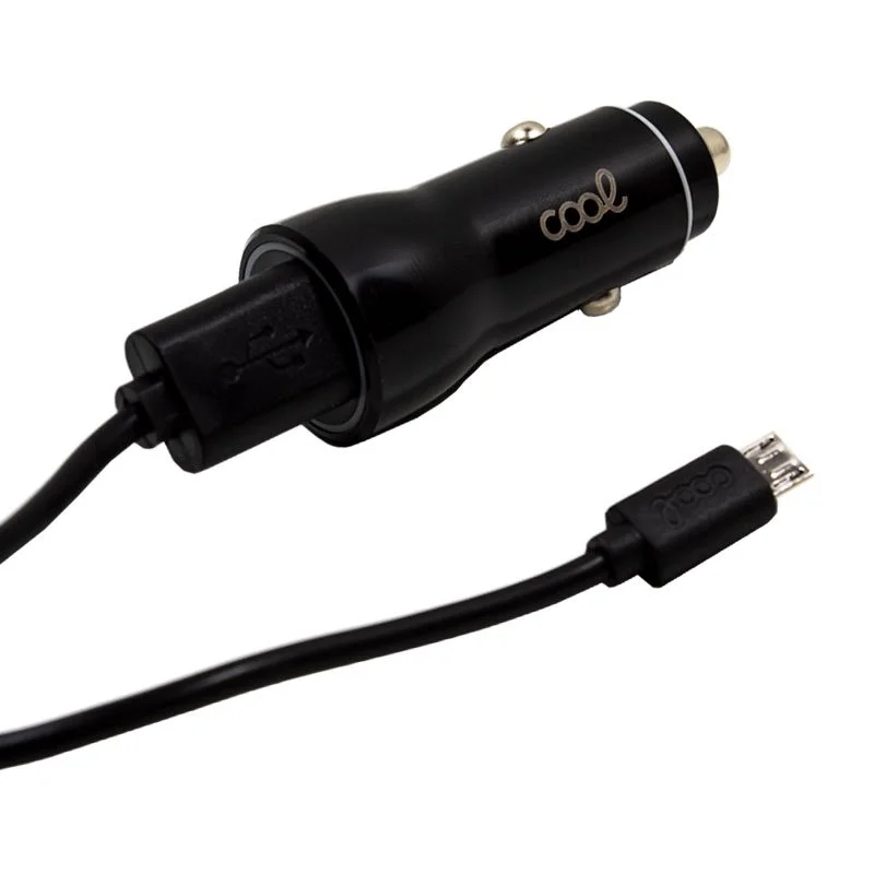 Carregador de Carro Cabo Microusb (2 X Usb) Cool 2.4a Kit 2 em 1 Preto