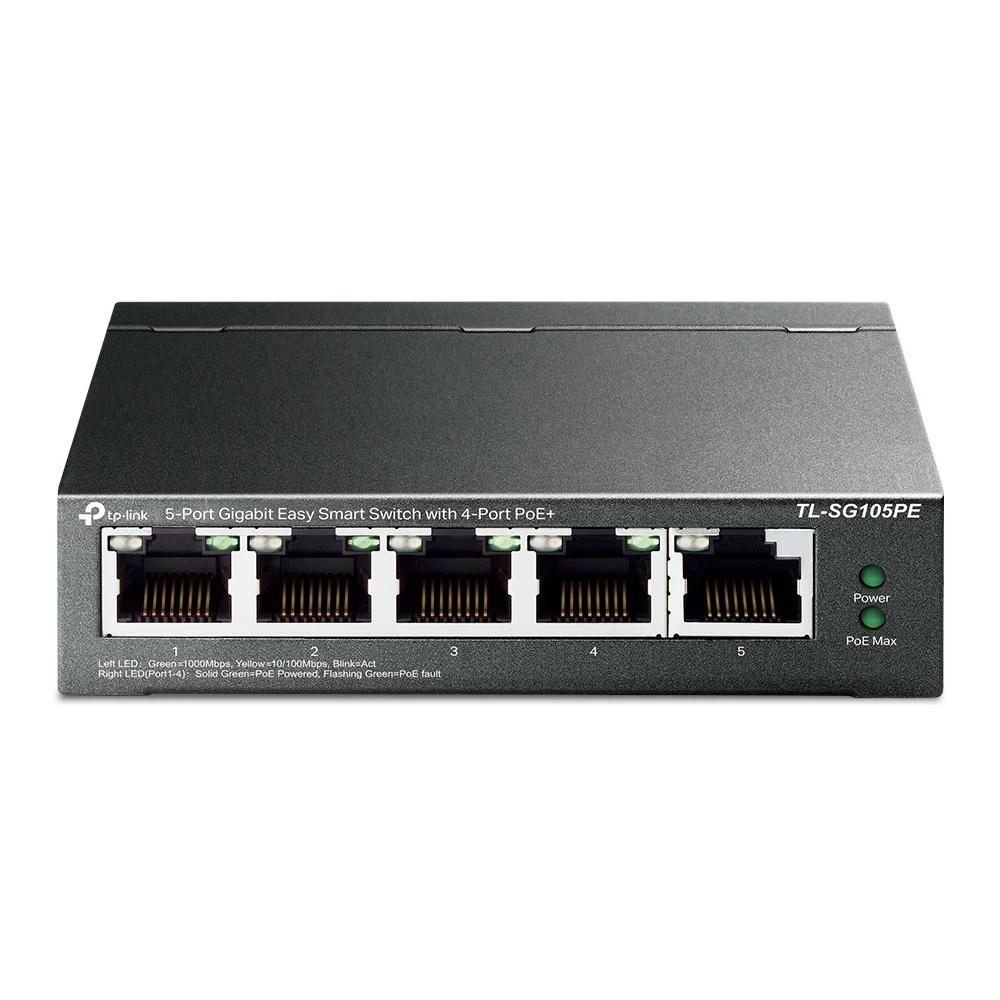 Switch Tl-Sg105pe 5 Portas Gigabit Smart Managed Poe+ - Tp-Link