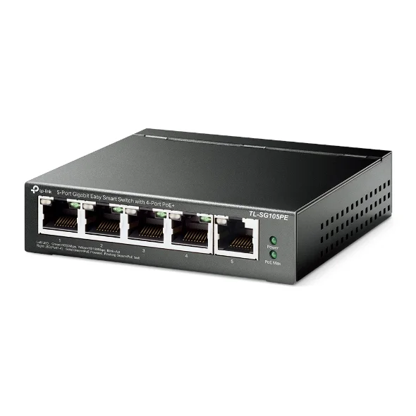 Switch Tl-Sg105pe 5 Portas Gigabit Smart Managed Poe+ - Tp-Link