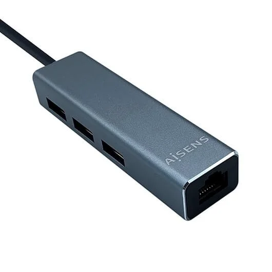 Hub Usb Usb 3.2 3x Usb + 1 Rj45 Cinzento - Aisens