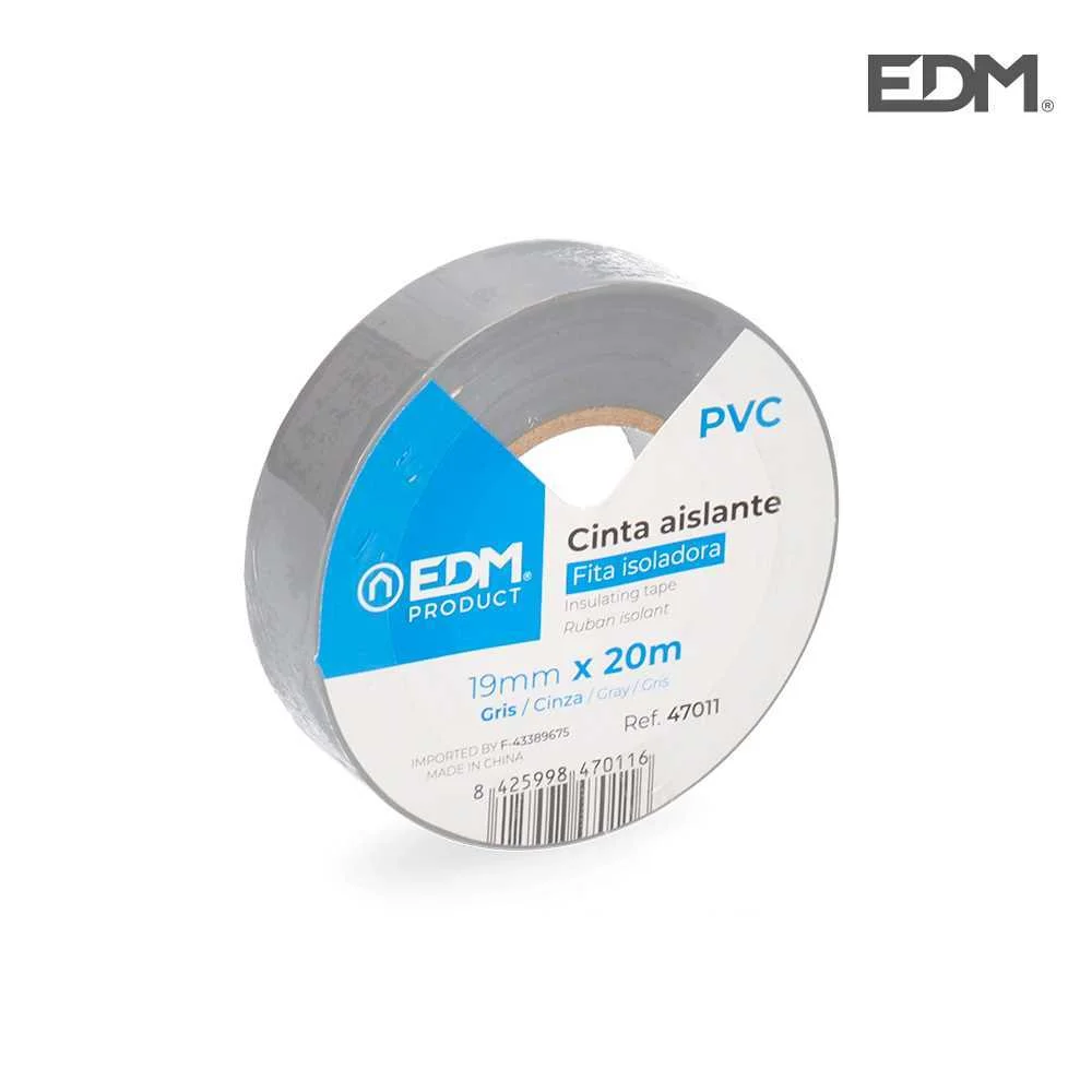 Fita Isoladora 20m X 19mm Cinza Edm Alta Qualidade