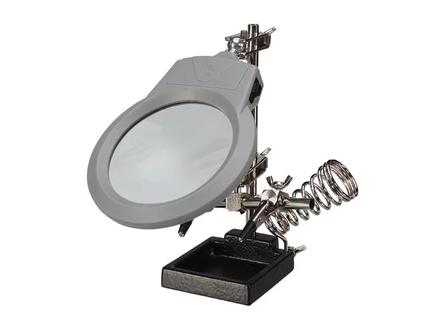 Lupa com Lampada LED C/ Suporte P/ Ferro Soldar