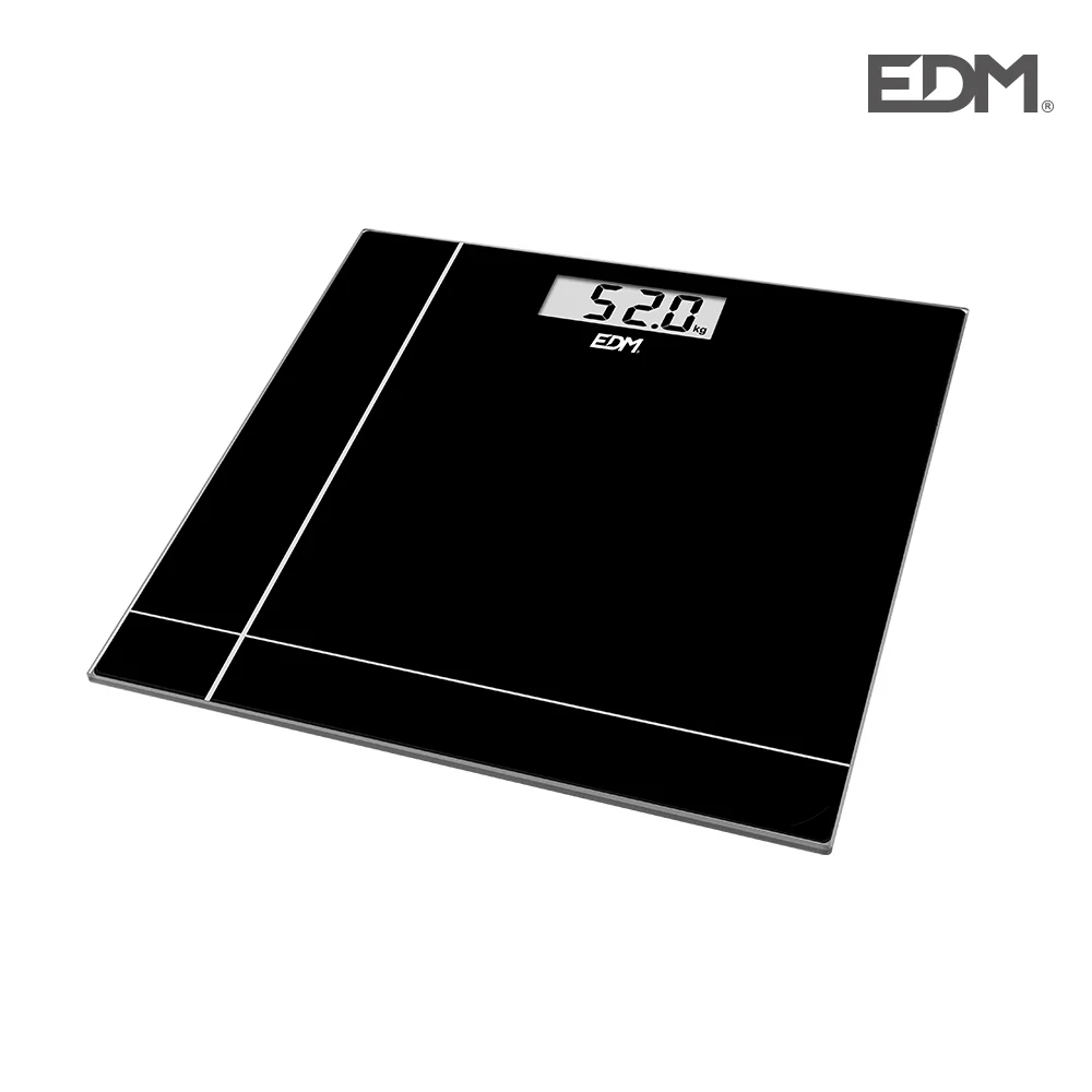 B&aacute;scula Digital de Ba&ntilde;o Edm Cristal Negro 180 Kg .